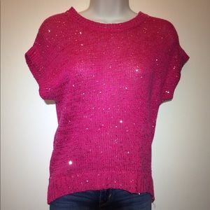 High low shimmering sweater